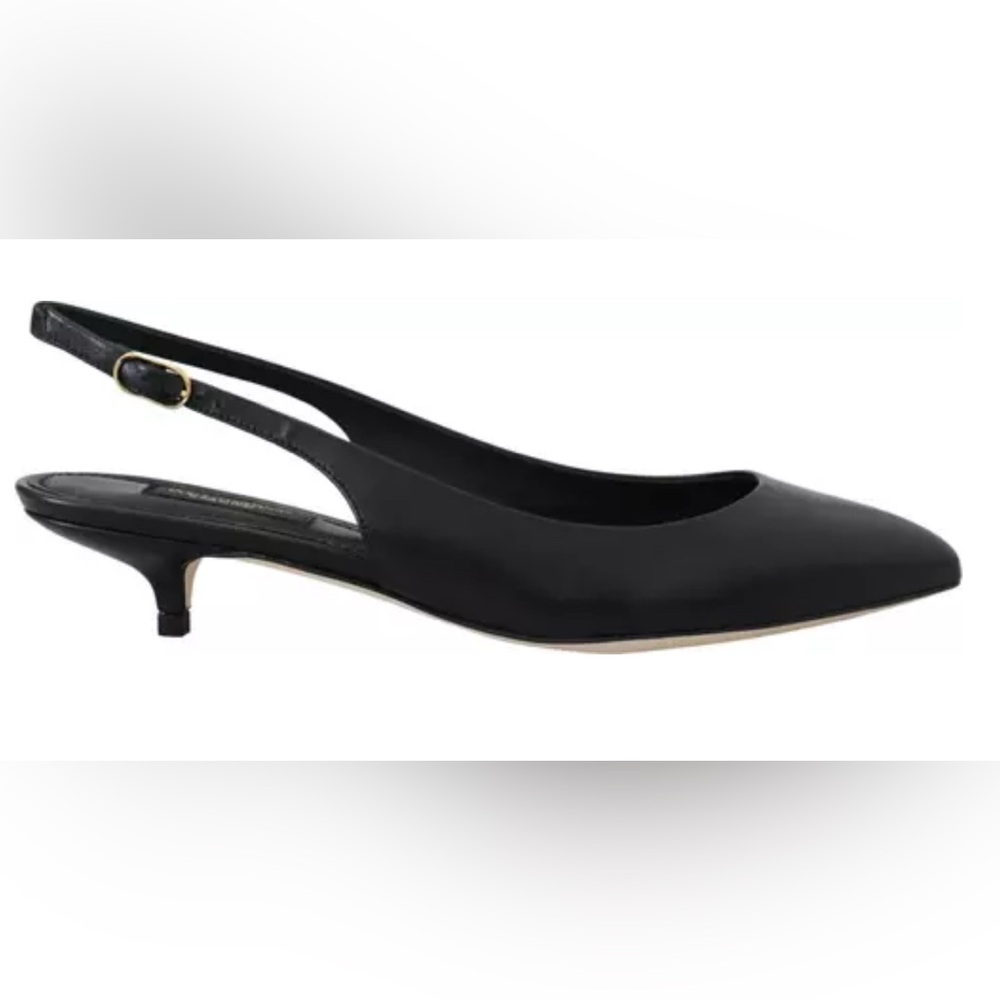 Elegant Black Slingback Kitten Heels